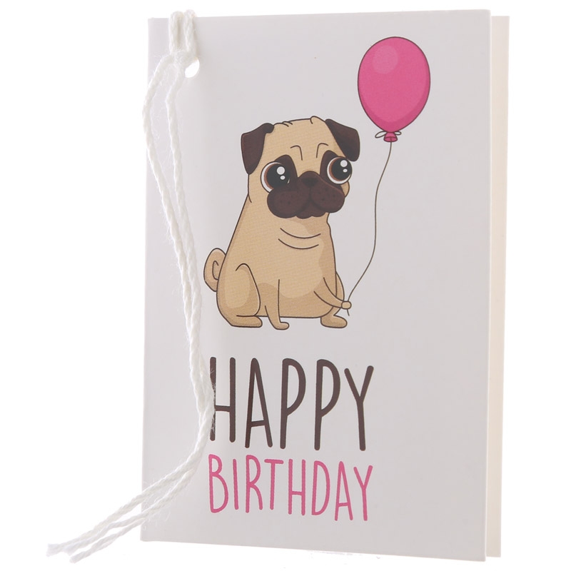 Pug - Single Birthday Gift Wrap & Tag - Dog Gifts NZ